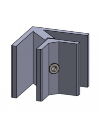 90°-Eckklemme für die Verbindung von Glaspaneelen, hohe Steifigkeit.
