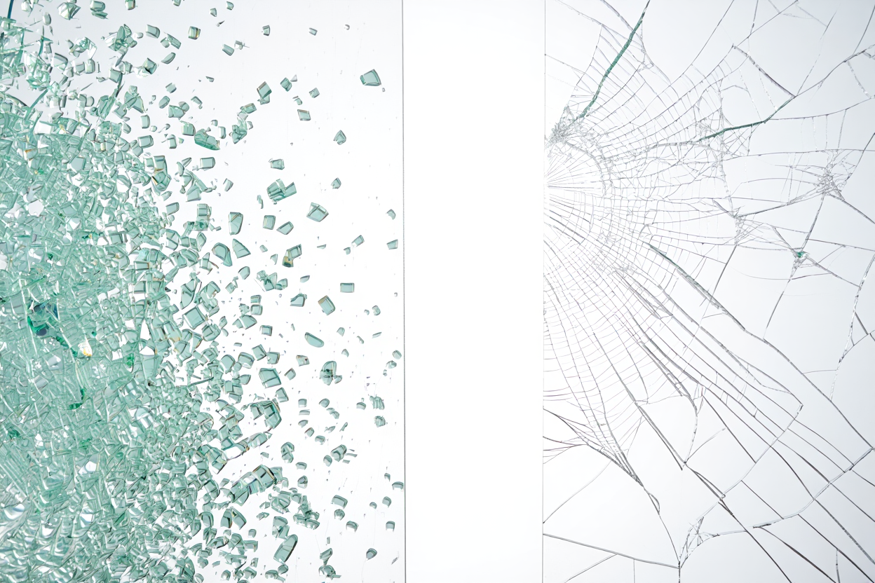 Comparaison rupture verre trempé et feuilleté