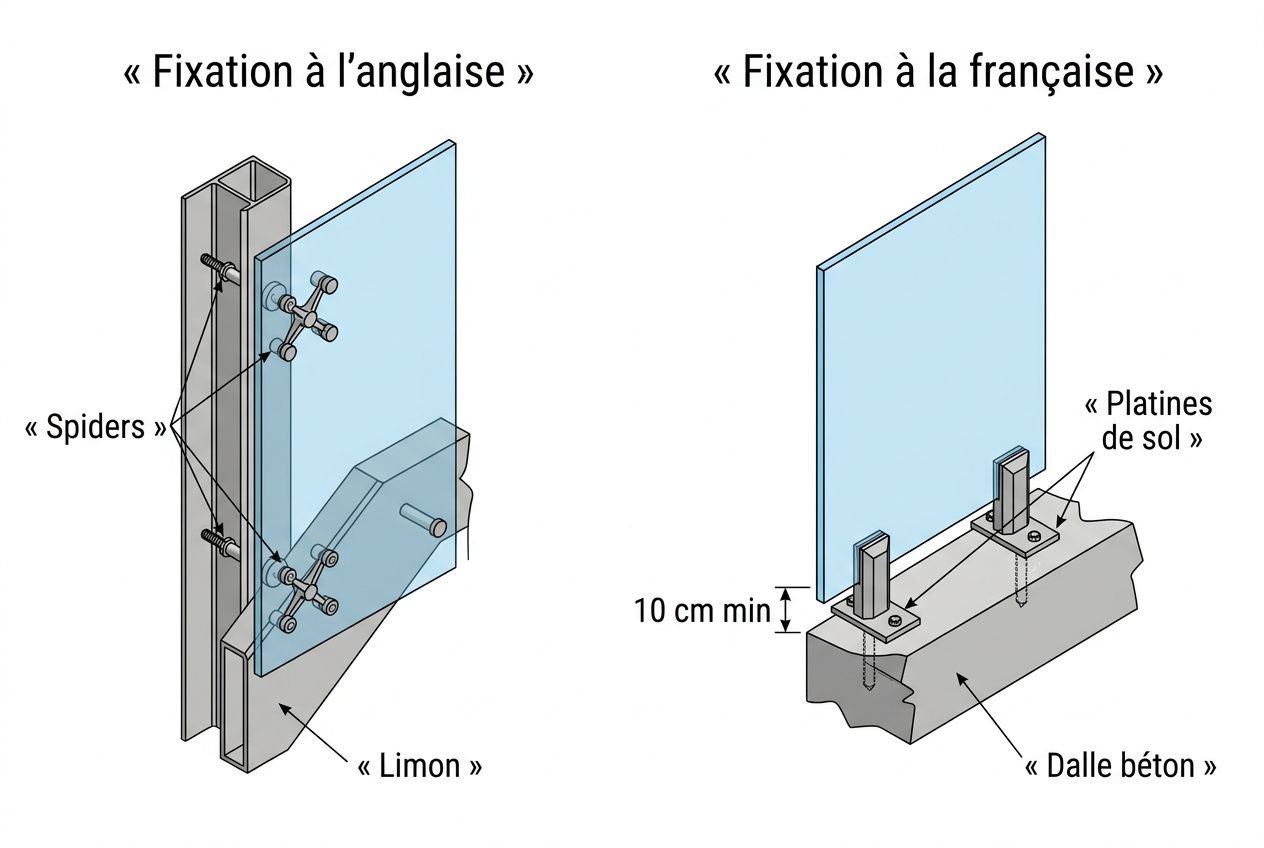 Comparaison des deux méthodes de fixation garde-corps