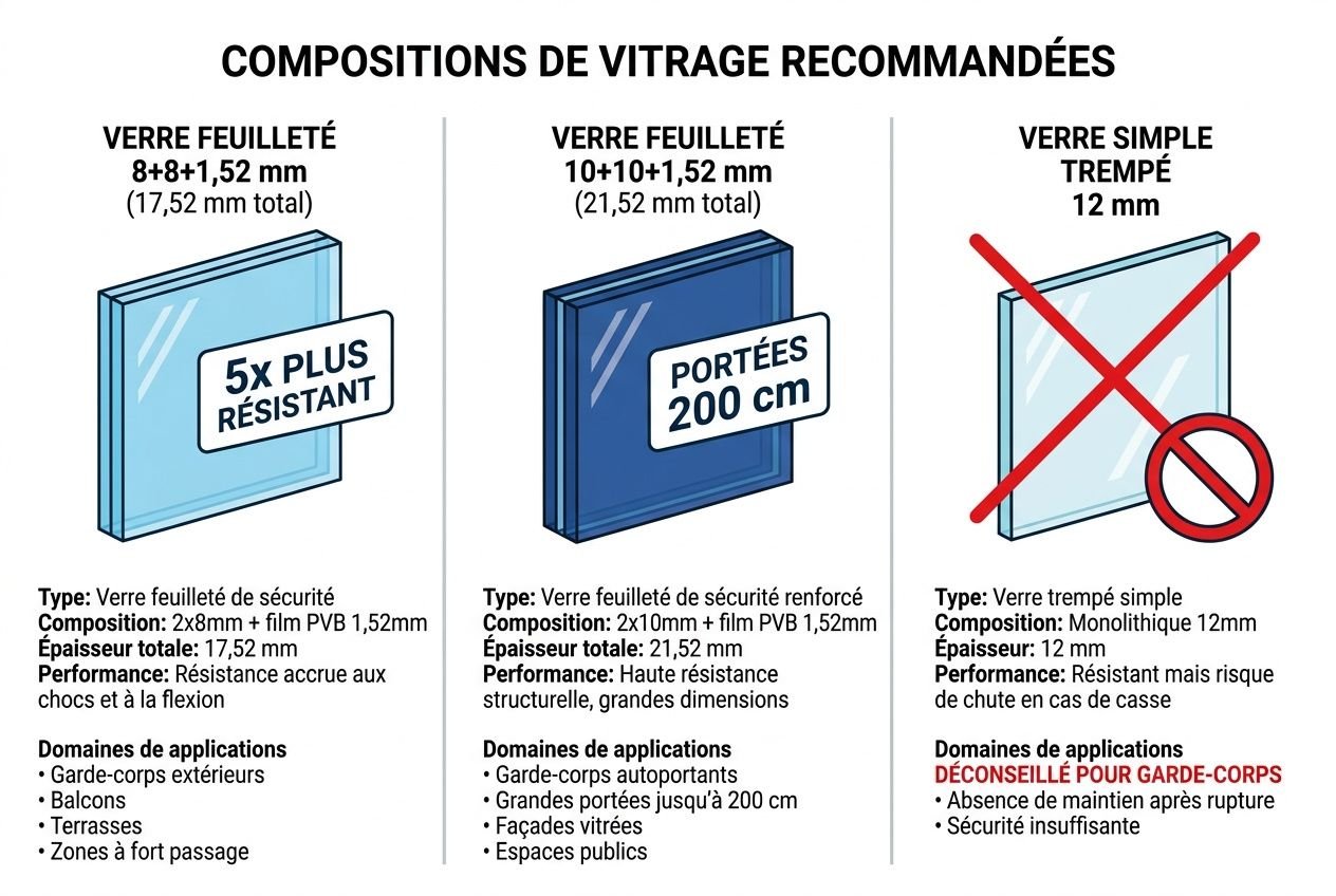 Comparaison des types de vitrage pour barrière piscine